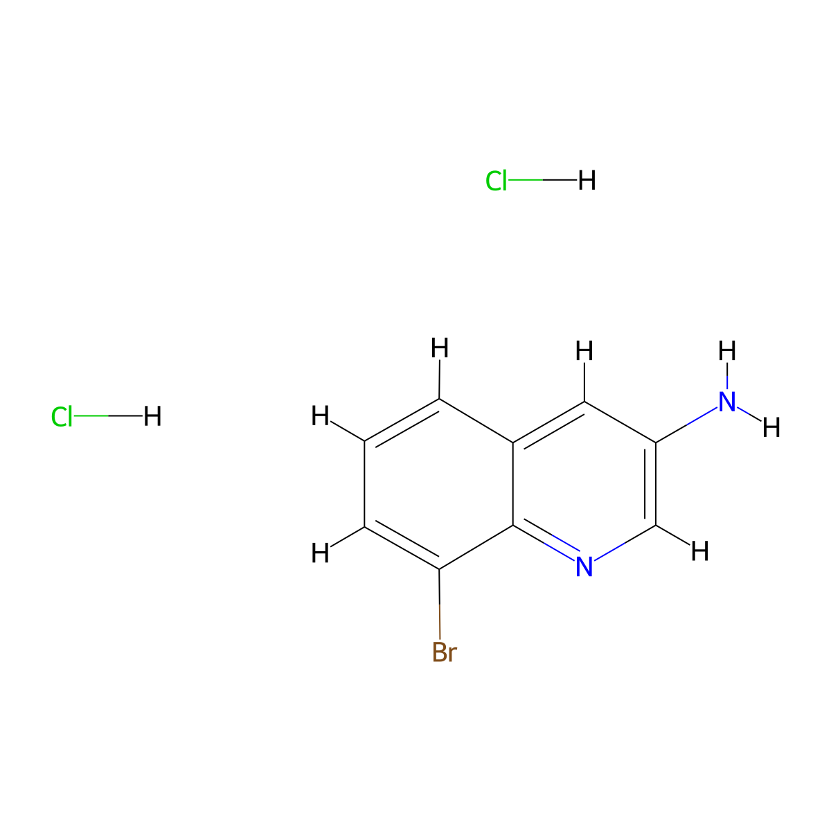 8-Bromoquinolin-3-amine dihydrochloride molecular structure, CAS 1266226-20-3