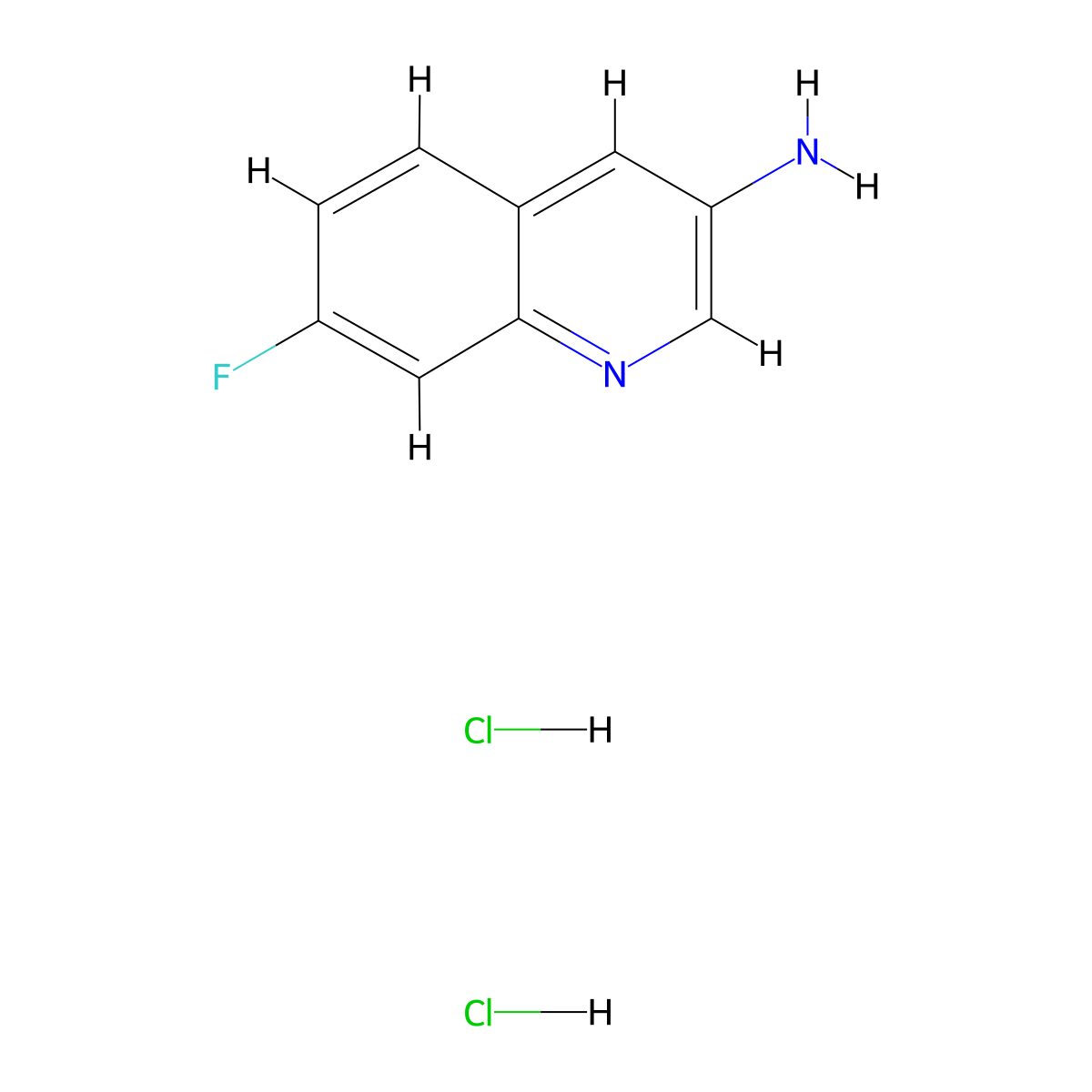 3-Amino-7-fluoroquinoline dihydrochloride molecular structure, CAS 1266226-28-1