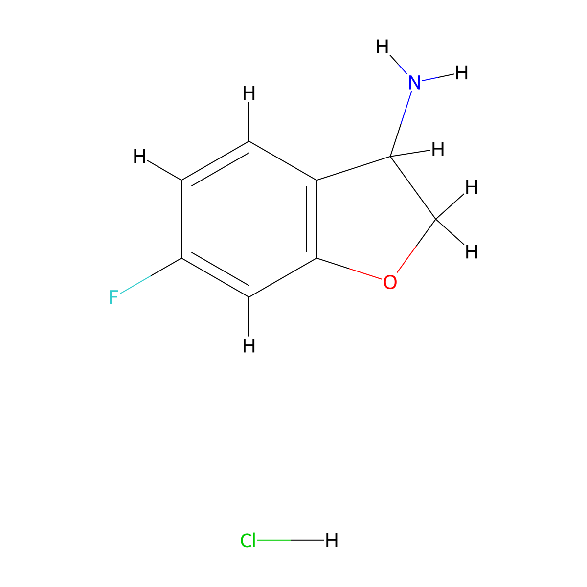 6-Fluoro-2,3-dihydro-1-benzofuran-3-amine hydrochloride molecular structure, CAS 1266232-14-7