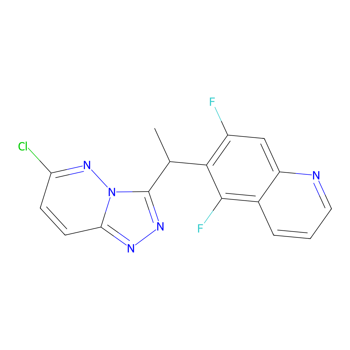 6-(1-{6-Chloro-[1,2,4]triazolo[4,3-b]pyridazin-3-yl}ethyl)-5,7-difluoroquinoline molecular structure, CAS 1266238-11-2