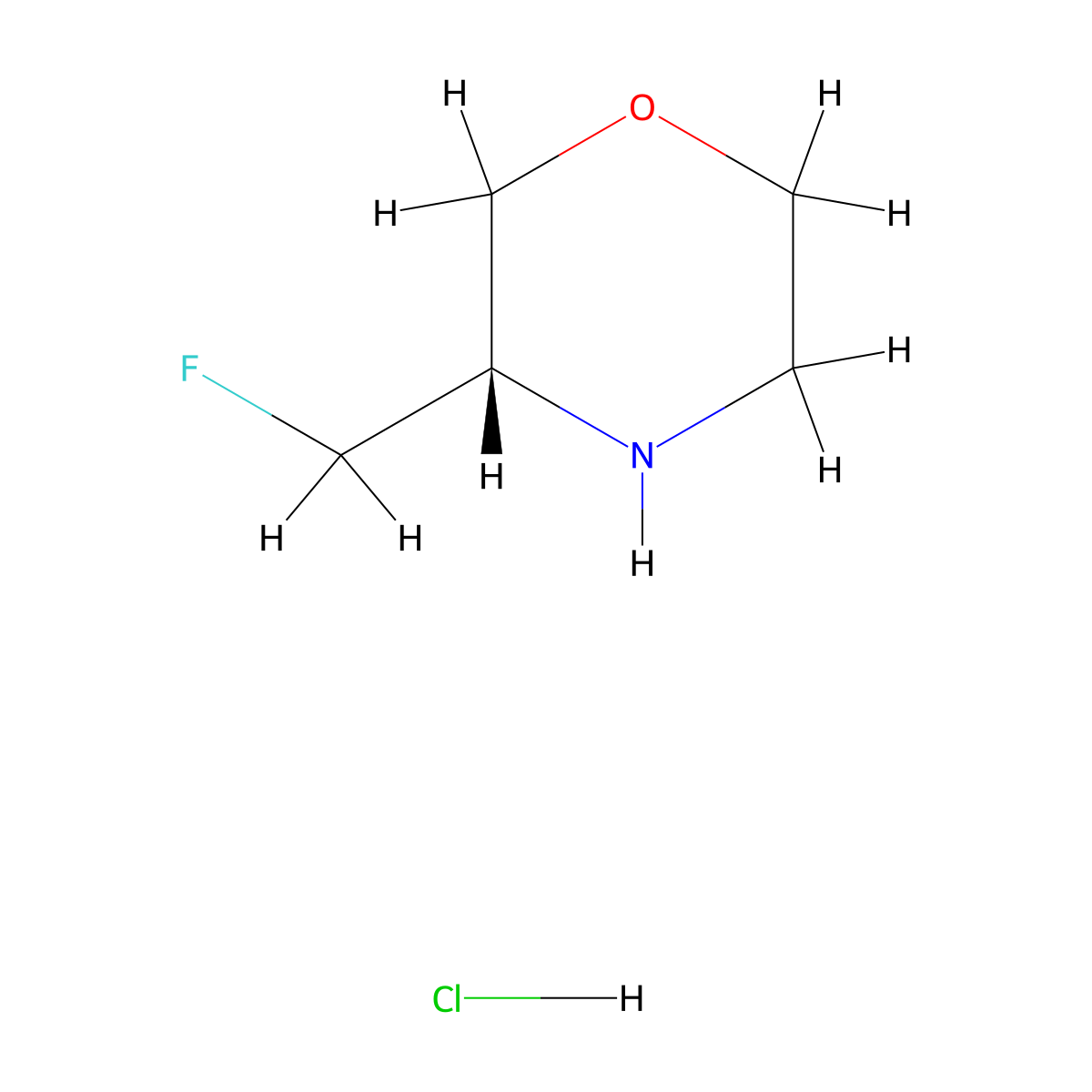 Morpholine, 3-(fluoromethyl)-, hydrochloride (1:1), (3S)- molecular structure, CAS 1266238-76-9