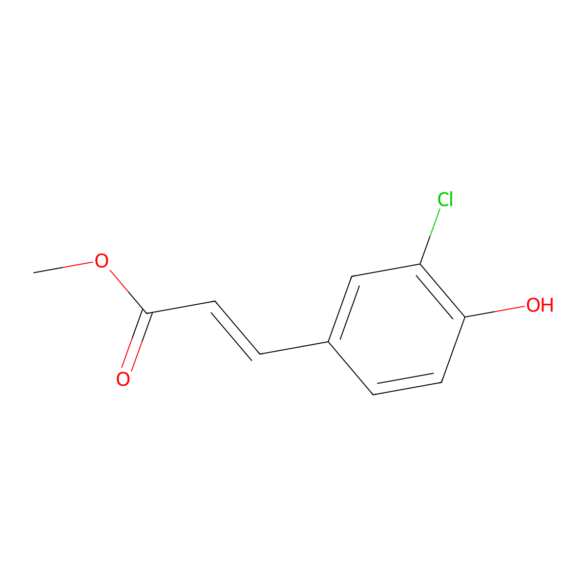 Methyl 3-(3-chloro-4-hydroxyphenyl)prop-2-enoate molecular structure, CAS 1266249-44-8