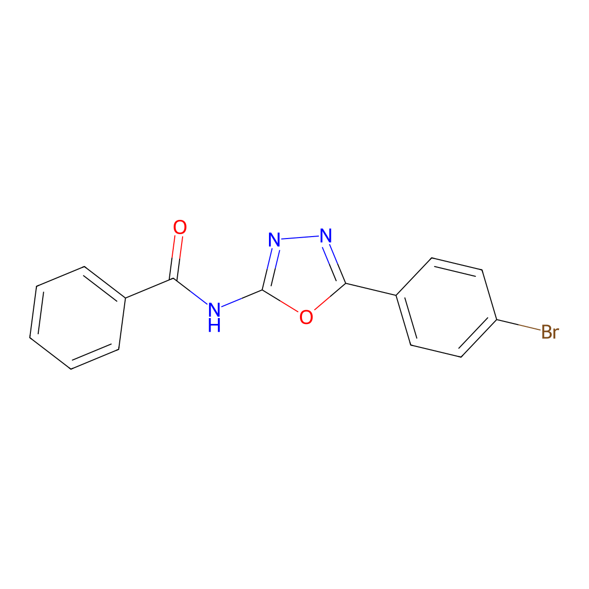 N-[5-(4-bromophenyl)-1,3,4-oxadiazol-2-yl]benzamide molecular structure, CAS 126631-01-4