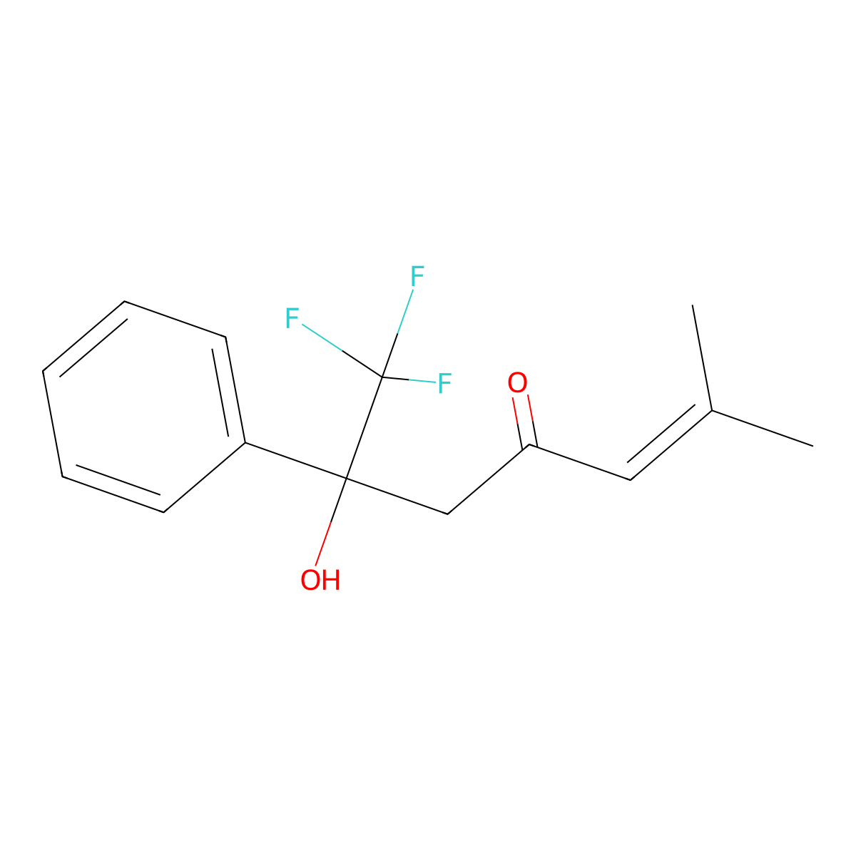 7,7,7-Trifluoro-6-hydroxy-2-methyl-6-phenyl-2-hepten-4-one molecular structure, CAS 126631-18-3
