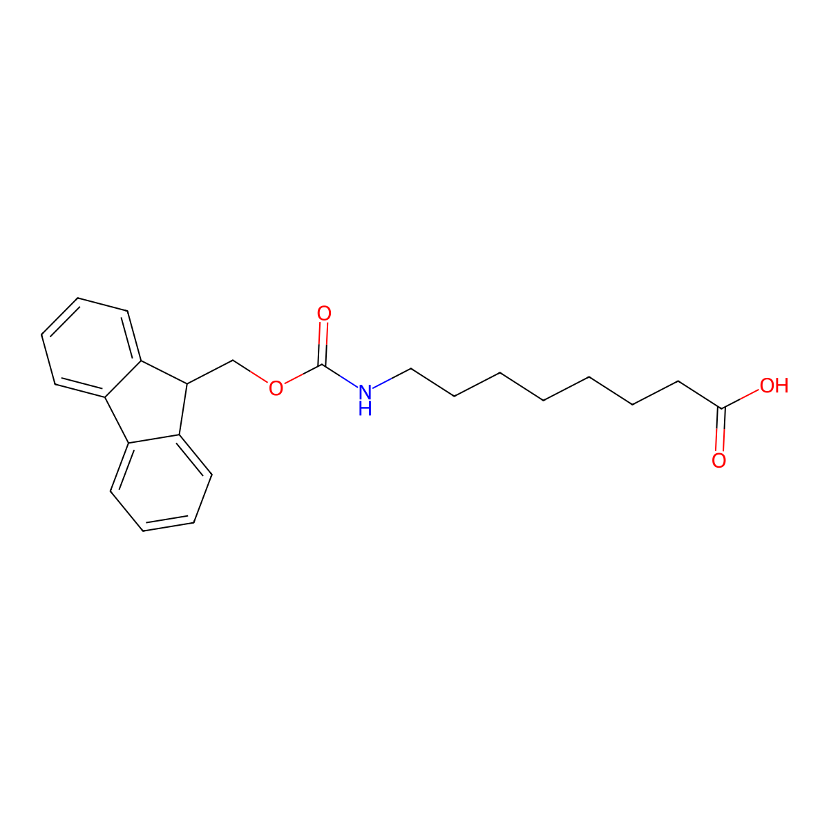 8-((((9H-fluoren-9-yl)methoxy)carbonyl)amino)octanoic acid molecular structure, CAS 126631-93-4