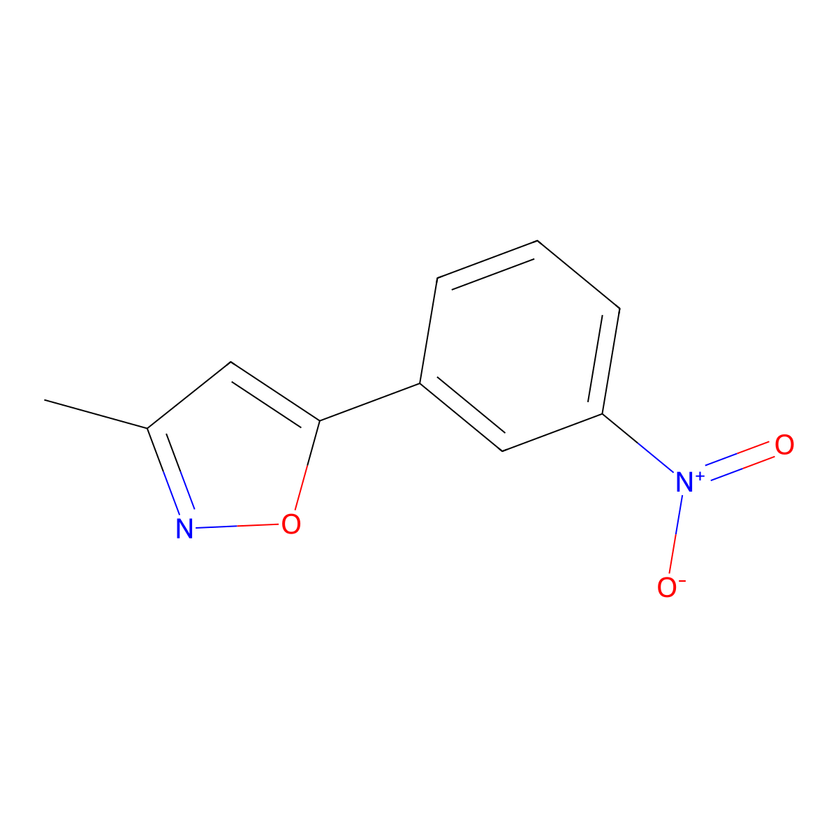 3-Methyl-5-(3-nitrophenyl)-1,2-oxazole molecular structure, CAS 126633-03-2
