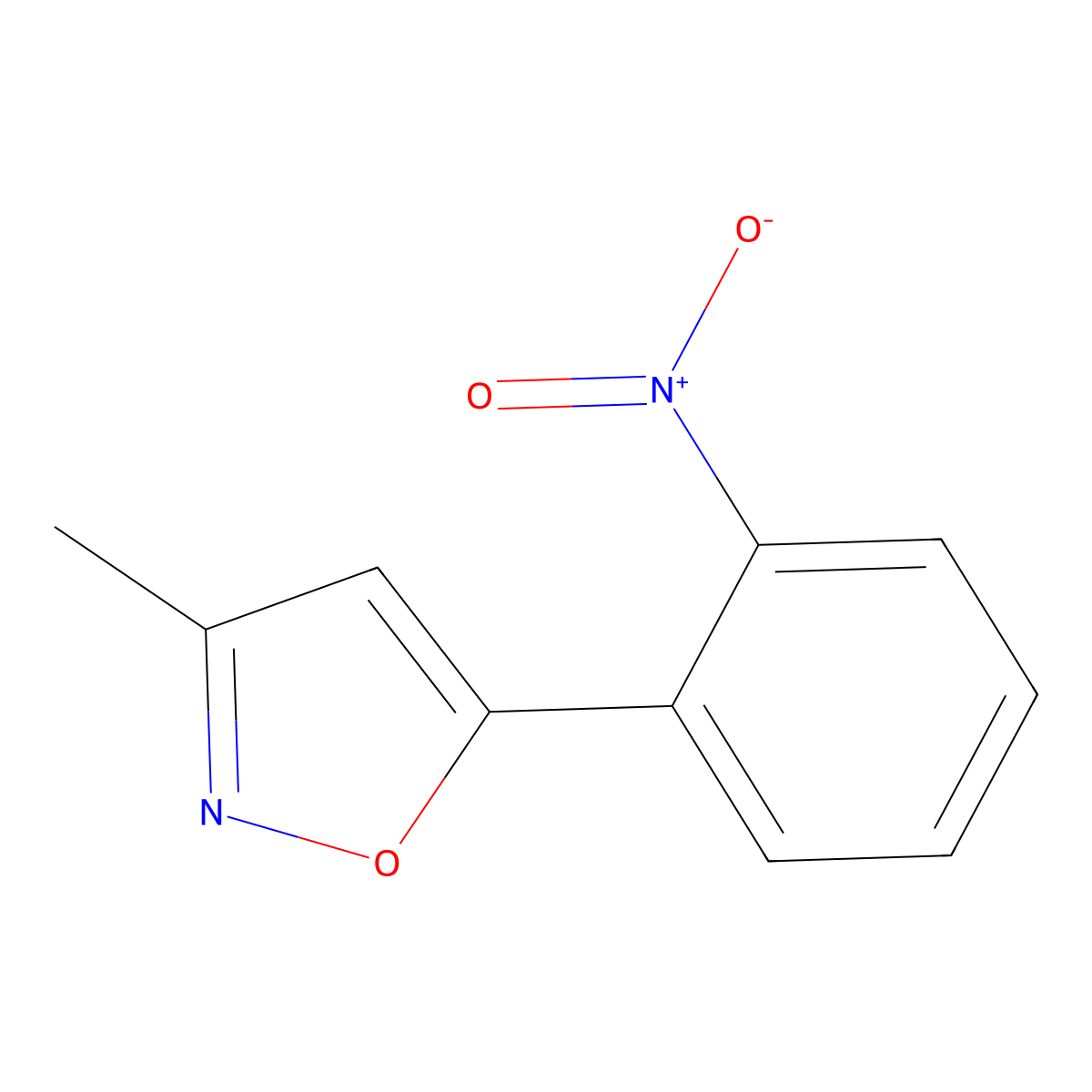3-Methyl-5-(2-nitrophenyl)-1,2-oxazole molecular structure, CAS 126633-04-3