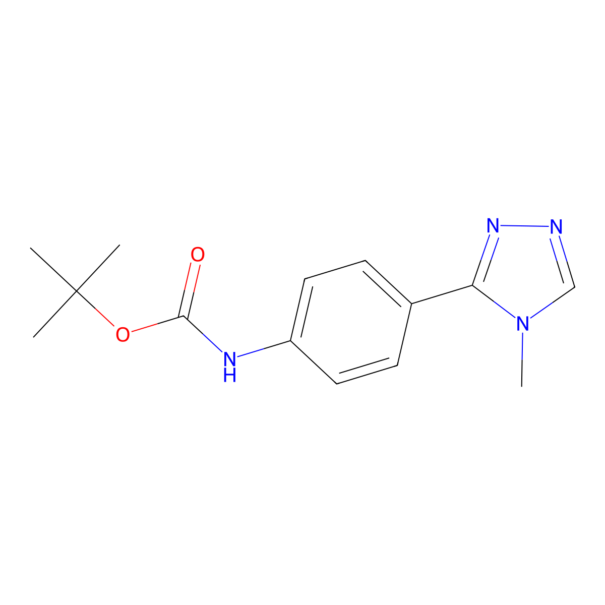 tert-butyl N-[4-(4-methyl-4H-1,2,4-triazol-3-yl)phenyl]carbamate molecular structure, CAS 1266335-77-6