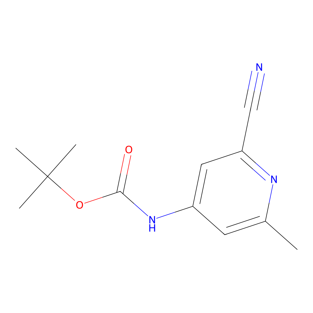 tert-butyl N-(2-cyano-6-methylpyridin-4-yl)carbamate molecular structure, CAS 1266335-91-4
