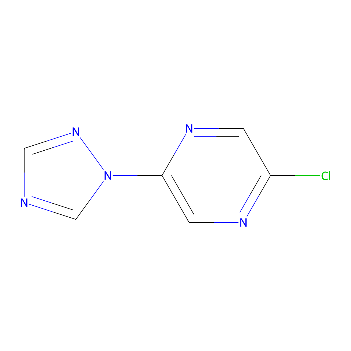 2-chloro-5-(1H-1,2,4-triazol-1-yl)pyrazine molecular structure, CAS 1266335-94-7