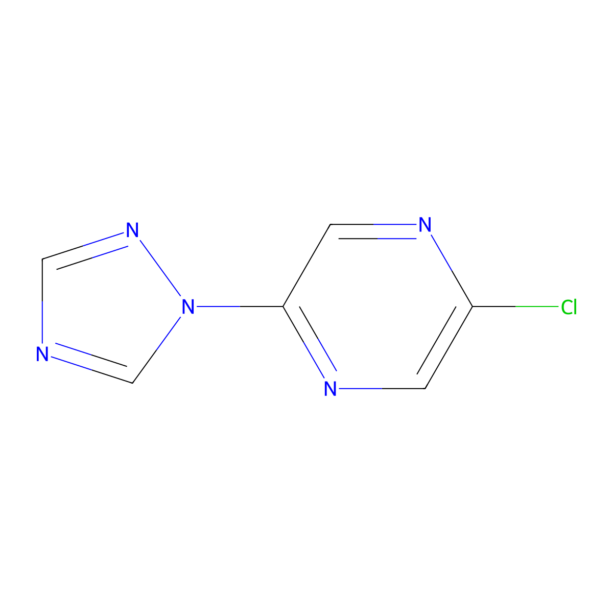 2-chloro-5-(1H-1,2,4-triazol-1-yl)pyrazine molecular structure, CAS 1266335-94-7