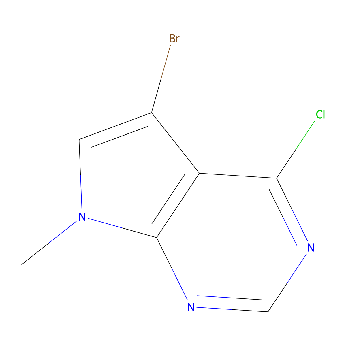 5-Bromo-4-chloro-7-methyl-7H-pyrrolo(2,3-d)pyrimidine molecular structure, CAS 1266343-30-9