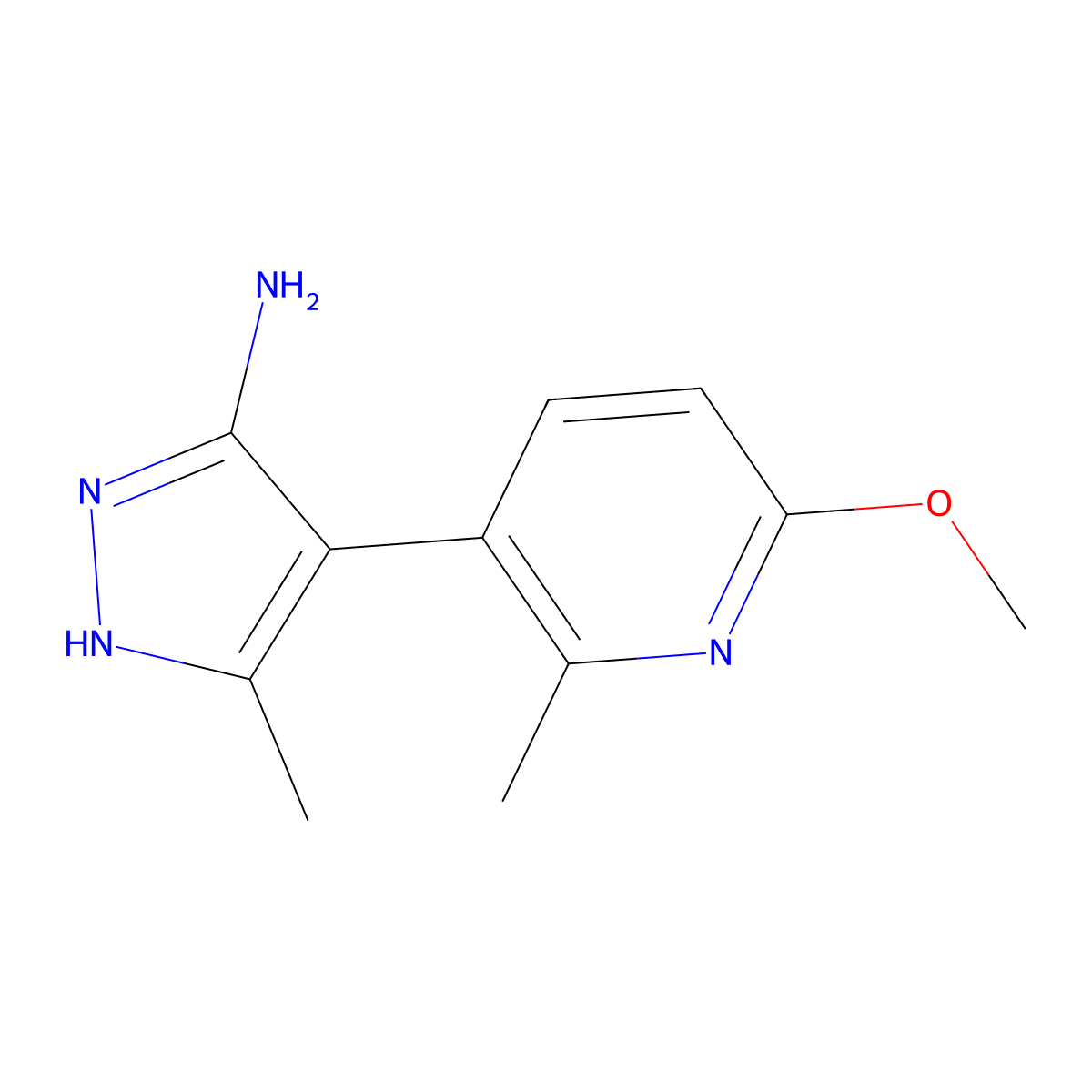 4-(6-Methoxy-2-methylpyridin-3-yl)-3-methyl-1H-pyrazol-5-amine molecular structure, CAS 1266353-34-7