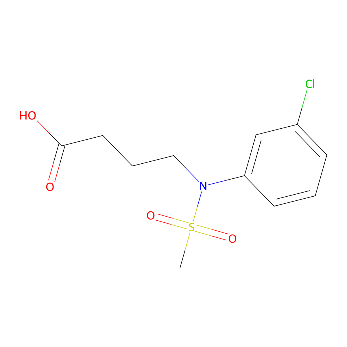 4-[(3-Chlorophenyl)(methylsulfonyl)amino]butanoic acid molecular structure, CAS 1266361-55-0