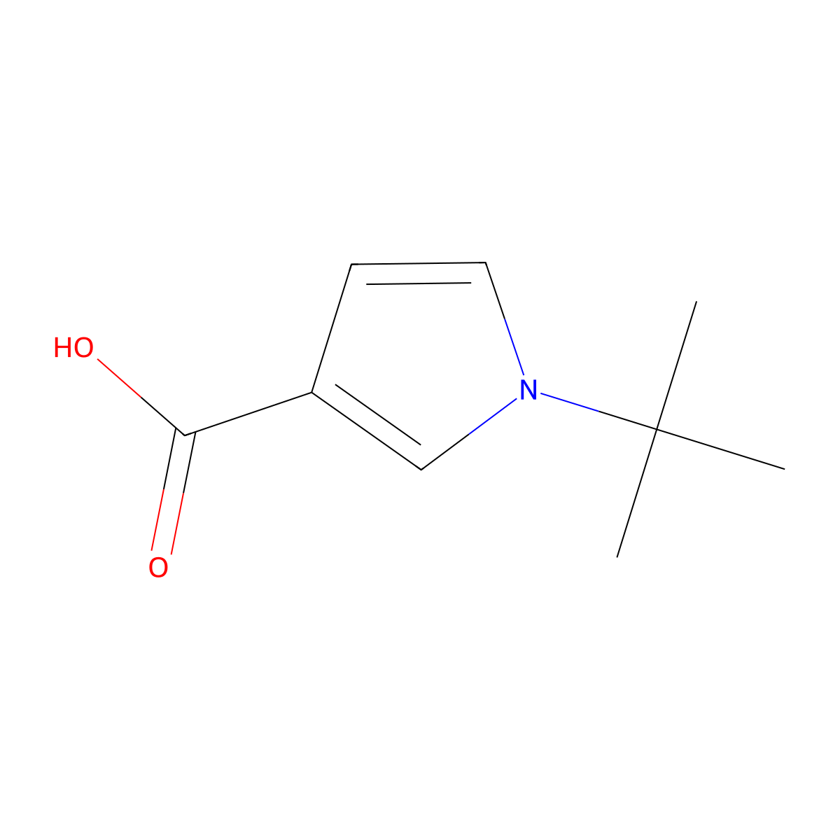 1-tert-butyl-1H-pyrrole-3-carboxylic acid molecular structure, CAS 1266364-46-8