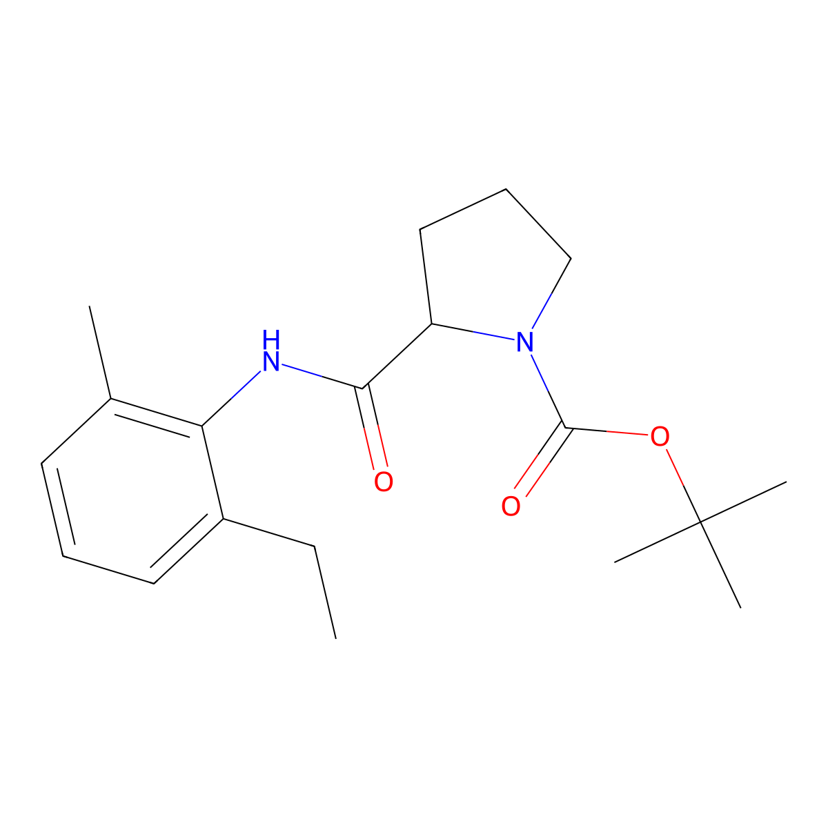 Tert-butyl 2-((2-ethyl-6-methylphenyl)carbamoyl)pyrrolidine-1-carboxylate molecular structure, CAS 1266364-69-5
