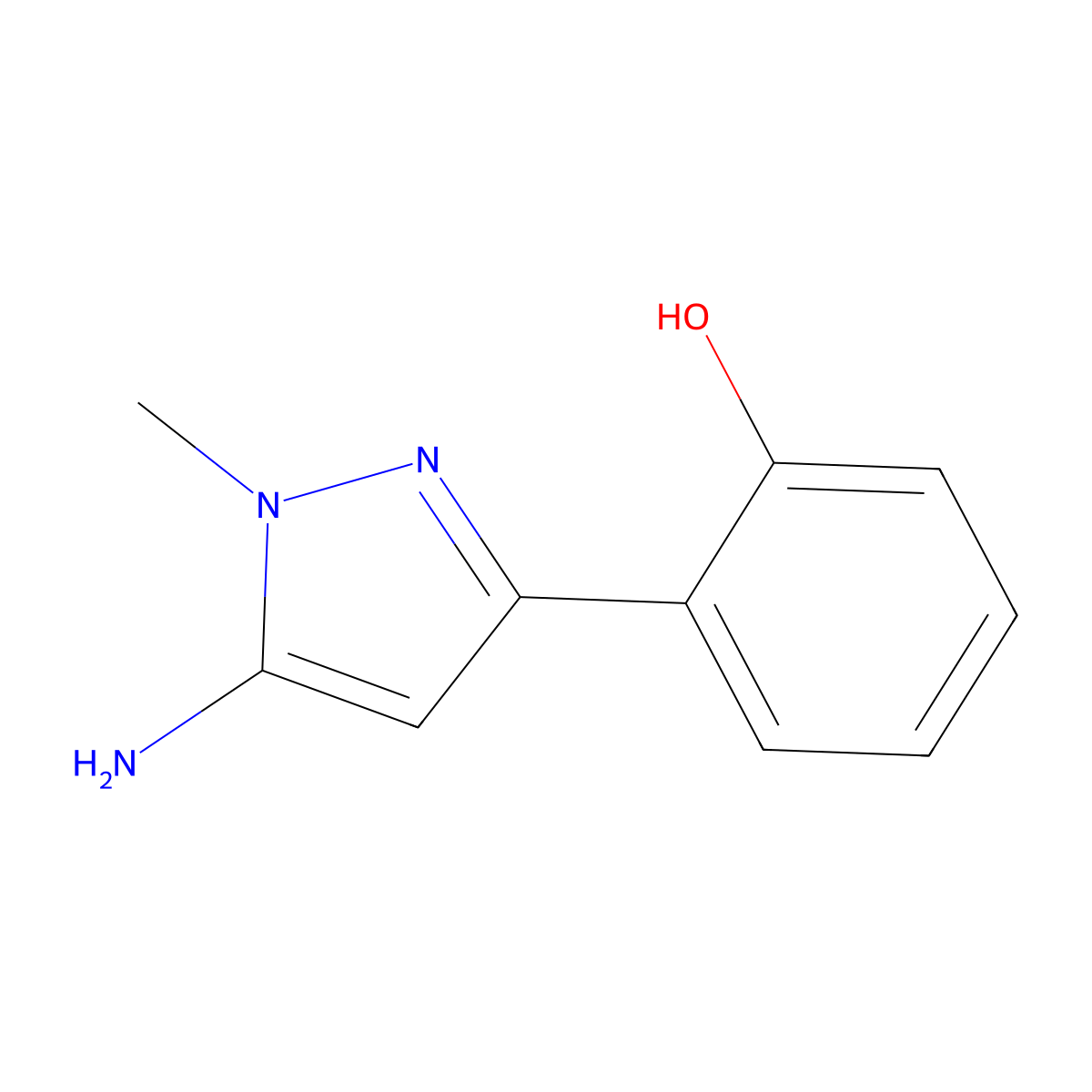 2-(5-amino-1-methyl-1H-pyrazol-3-yl)phenol molecular structure, CAS 1266365-70-1