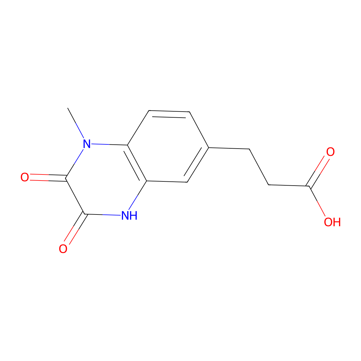 3-(1-Methyl-2,3-dioxo-1,2,3,4-tetrahydroquinoxalin-6-yl)propanoic acid molecular structure, CAS 1266366-81-7