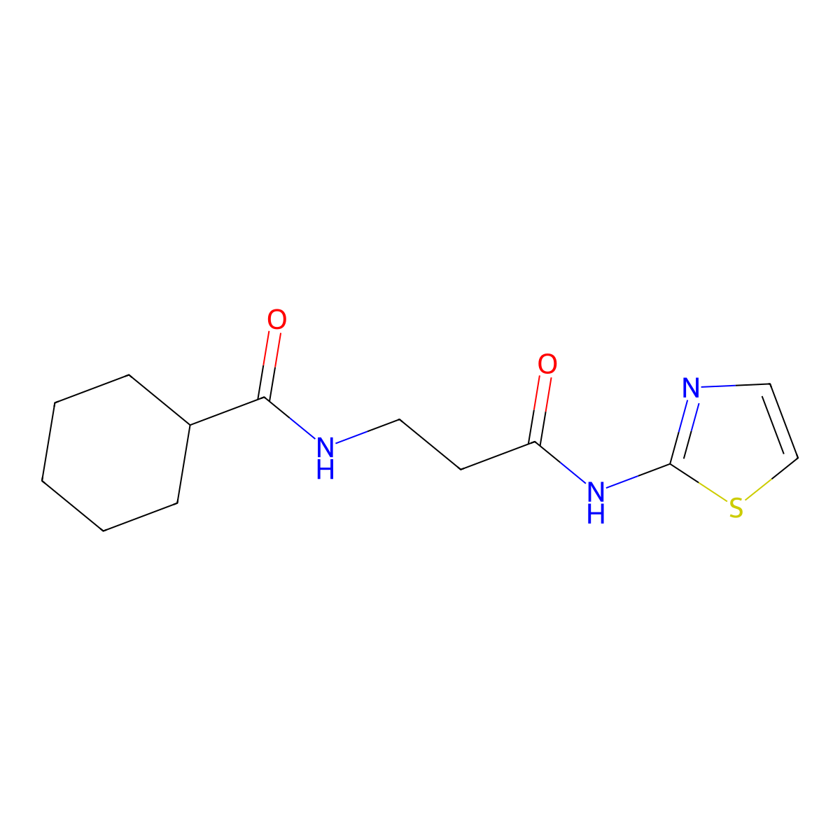 N-[3-oxo-3-(1,3-thiazol-2-ylamino)propyl]cyclohexanecarboxamide molecular structure, CAS 1266367-14-9