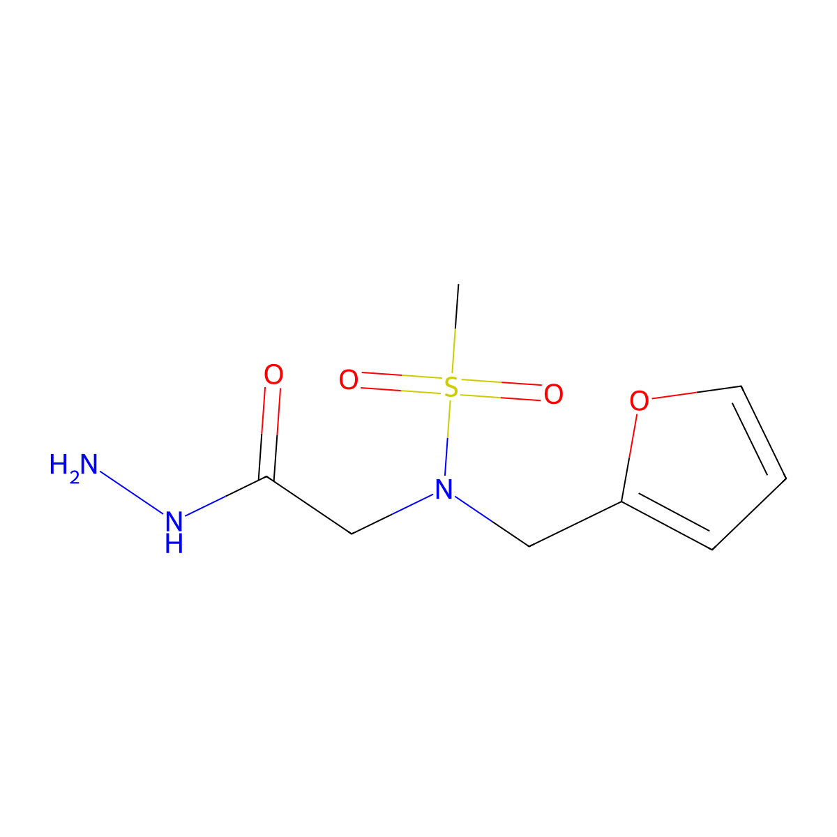 N-(furan-2-ylmethyl)-N-(2-hydrazinyl-2-oxoethyl)methanesulfonamide (non-preferred name) molecular structure, CAS 1266367-29-6