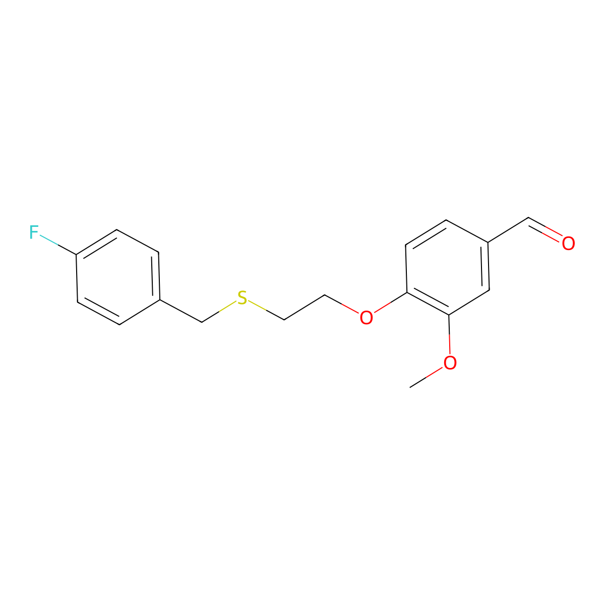 4-{2-[(4-Fluorobenzyl)sulfanyl]ethoxy}-3-methoxybenzaldehyde molecular structure, CAS 1266367-45-6