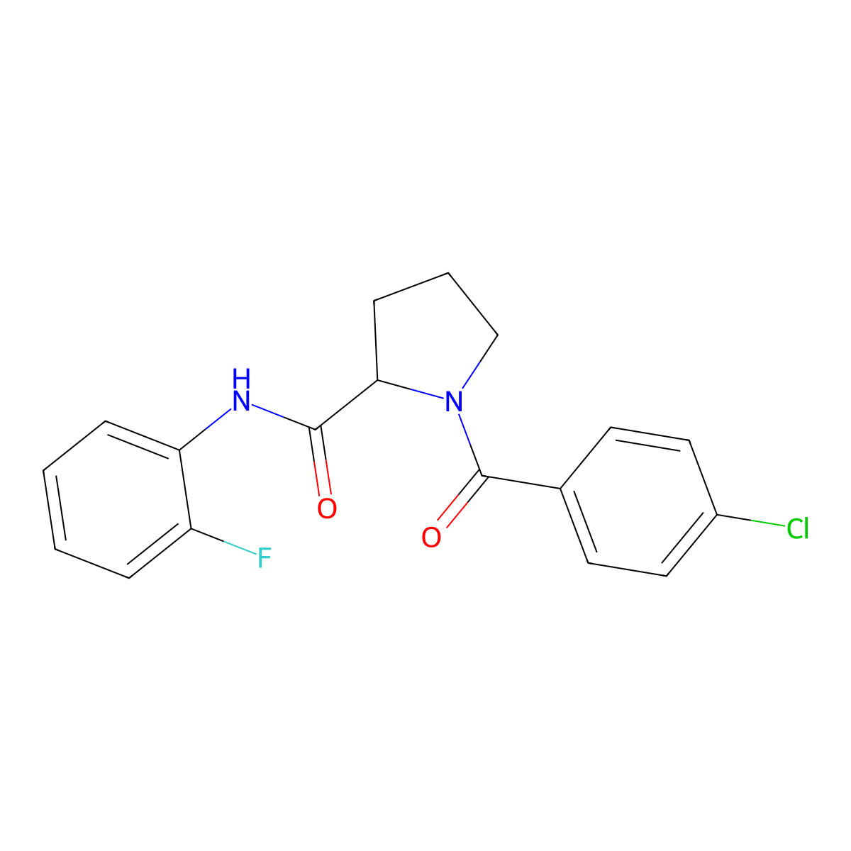 1-[(4-chlorophenyl)carbonyl]-N-(2-fluorophenyl)prolinamide molecular structure, CAS 1266370-62-0