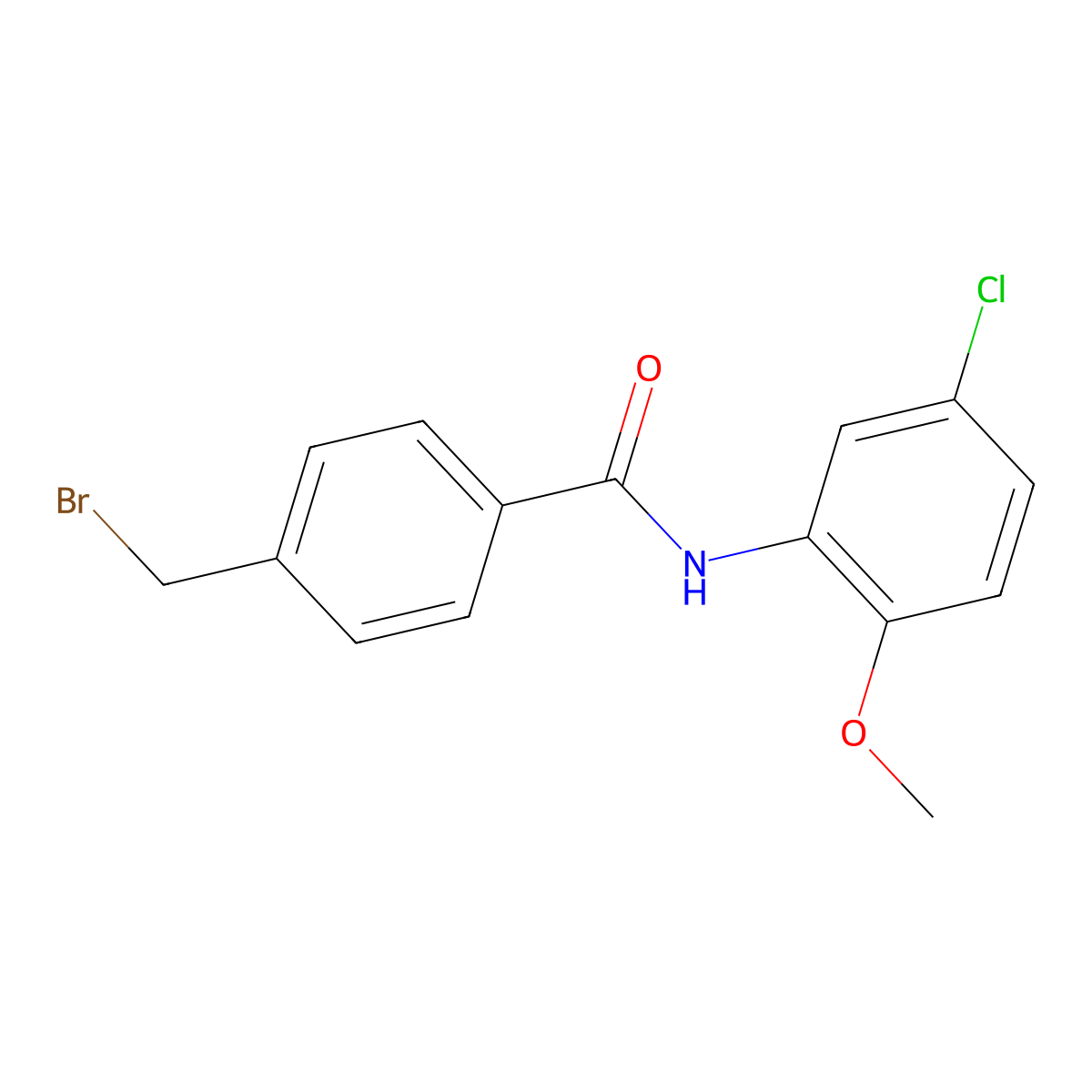 4-(bromomethyl)-N-(5-chloro-2-methoxyphenyl)benzamide molecular structure, CAS 1266370-76-6