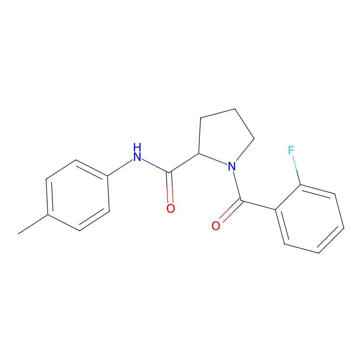 1-[(2-fluorophenyl)carbonyl]-N-(4-methylphenyl)prolinamide molecular structure, CAS 1266371-10-1