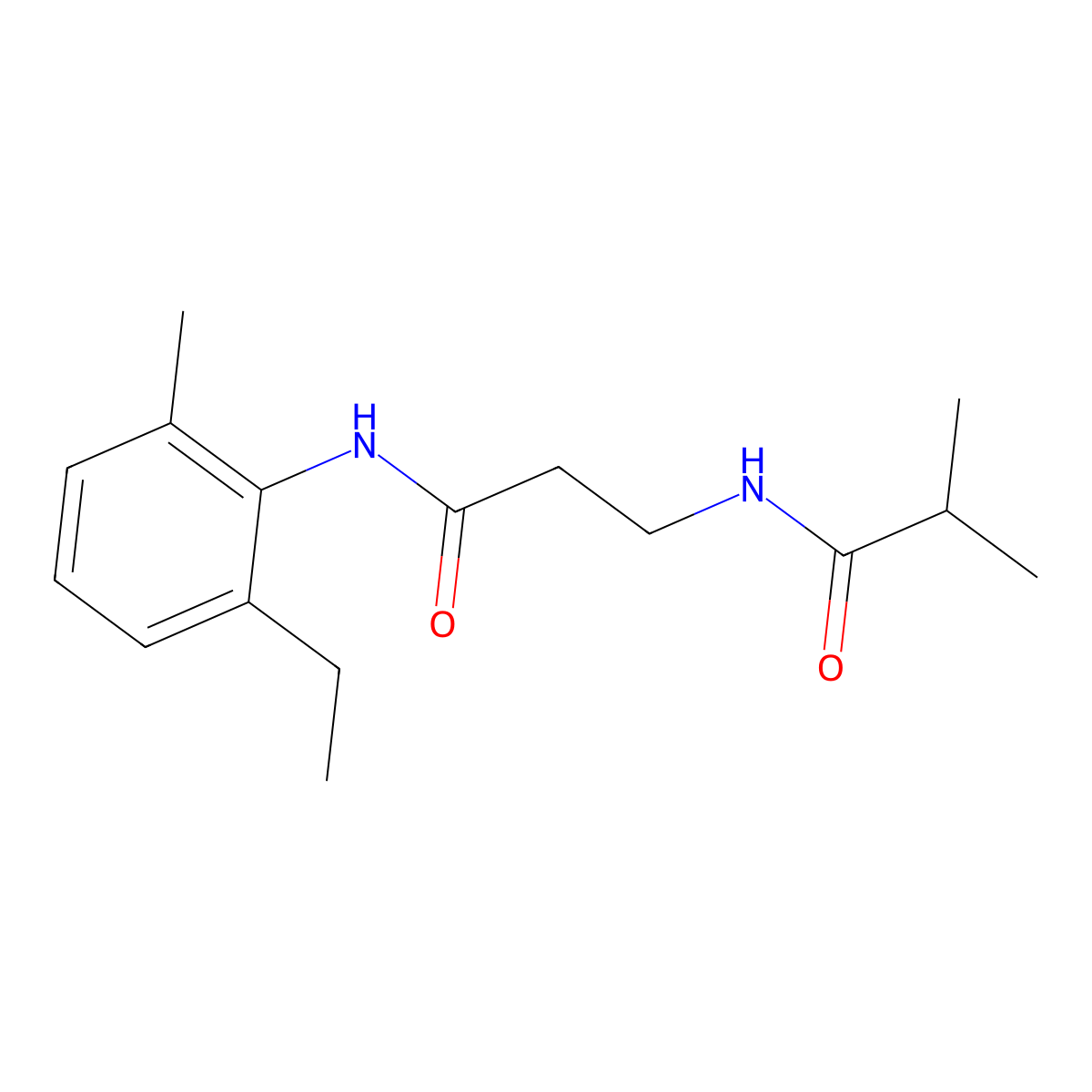 N-(2-ethyl-6-methylphenyl)-N~3~-(2-methylpropanoyl)-beta-alaninamide molecular structure, CAS 1266371-81-6