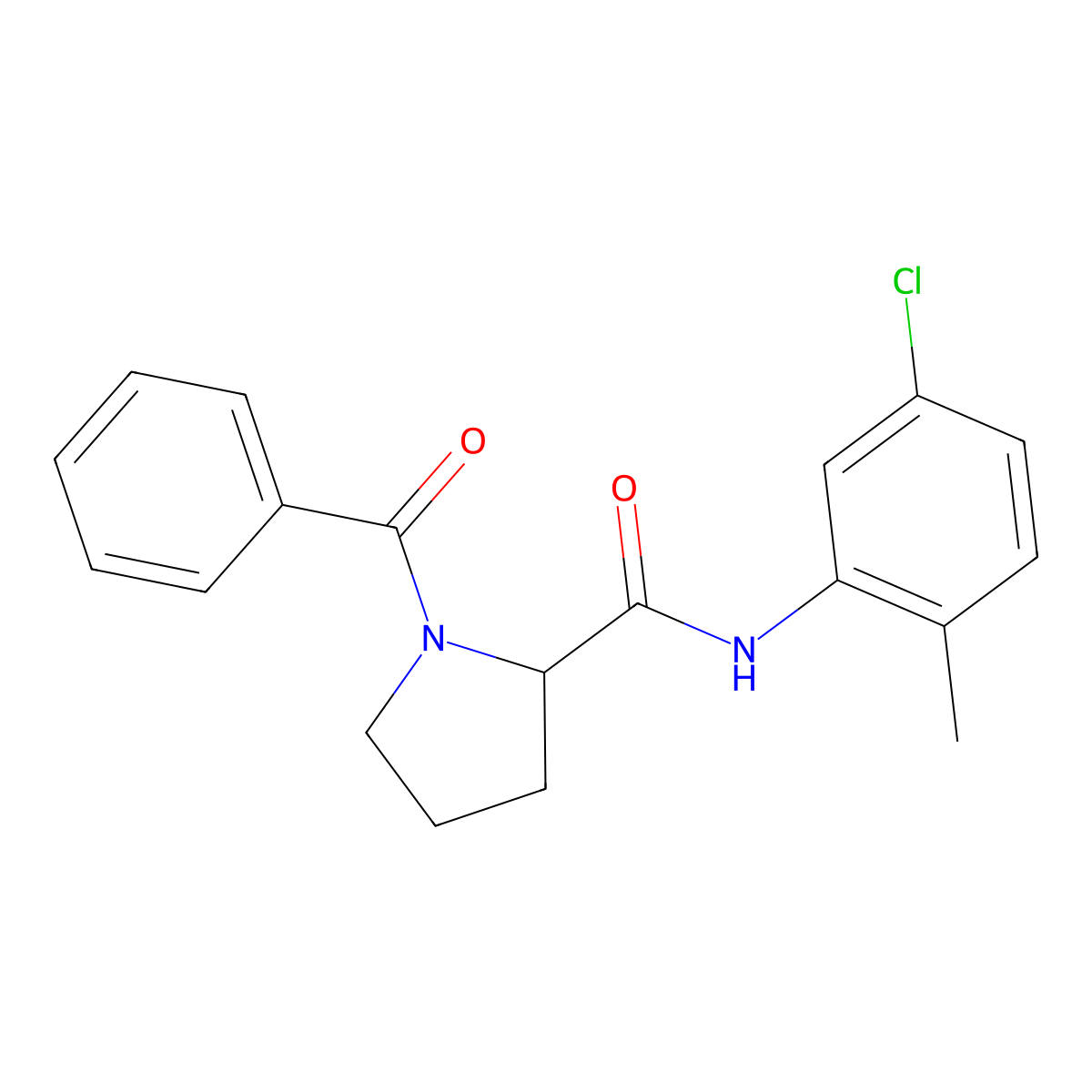 N-(5-chloro-2-methylphenyl)-1-(phenylcarbonyl)prolinamide molecular structure, CAS 1266372-05-7