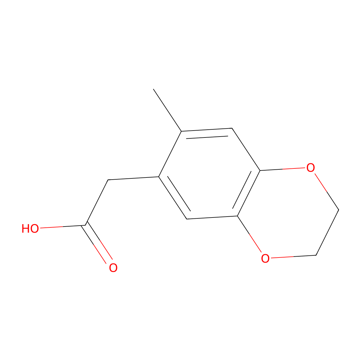 2-(7-Methyl-2,3-dihydro-1,4-benzodioxin-6-yl)acetic acid molecular structure, CAS 1266372-12-6