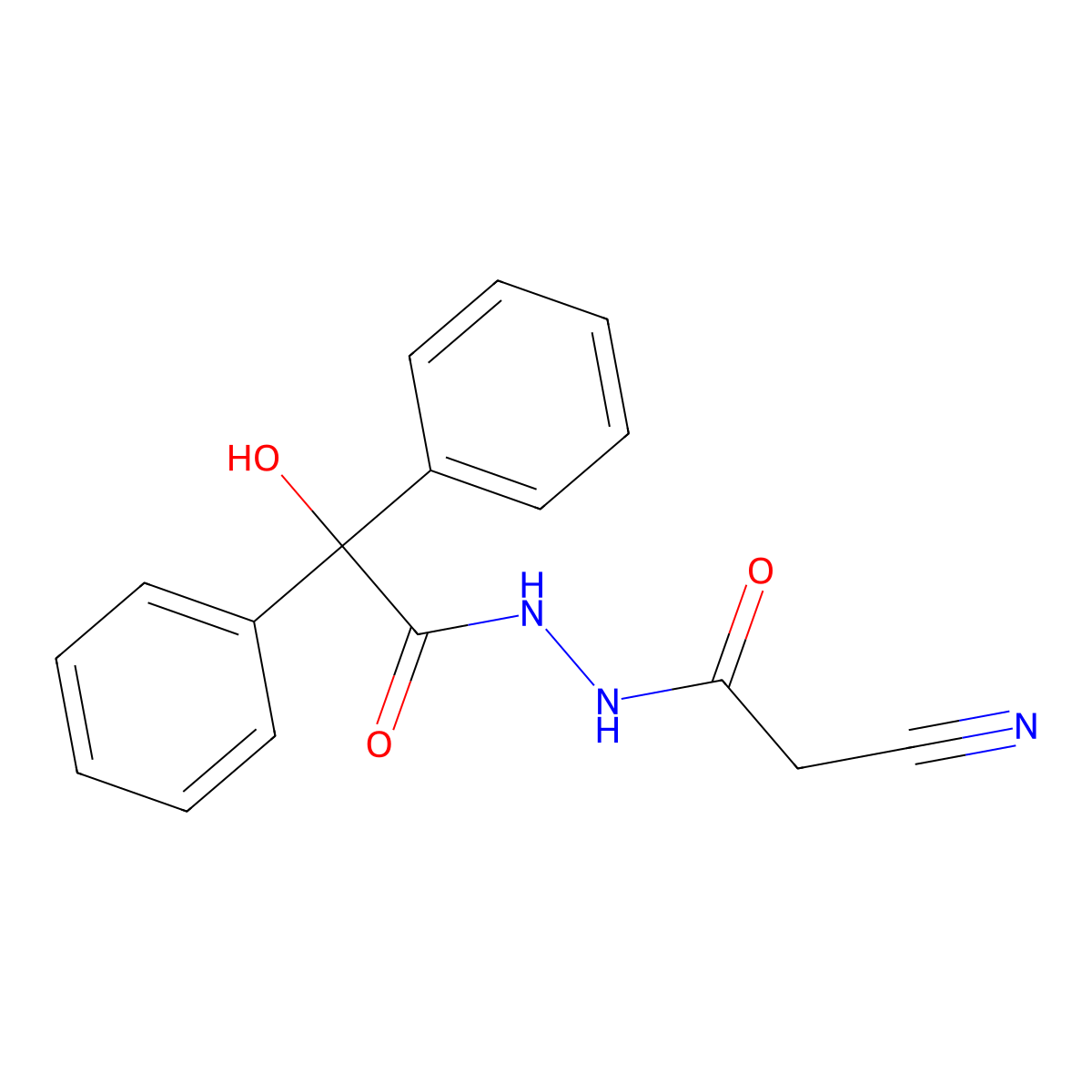 N'-(cyanoacetyl)-2-hydroxy-2,2-diphenylacetohydrazide molecular structure, CAS 1266372-19-3
