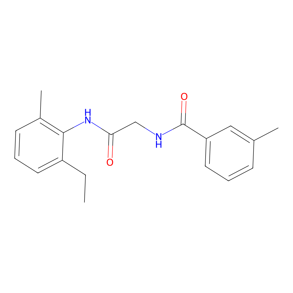 N-{2-[(2-ethyl-6-methylphenyl)amino]-2-oxoethyl}-3-methylbenzamide molecular structure, CAS 1266372-39-7