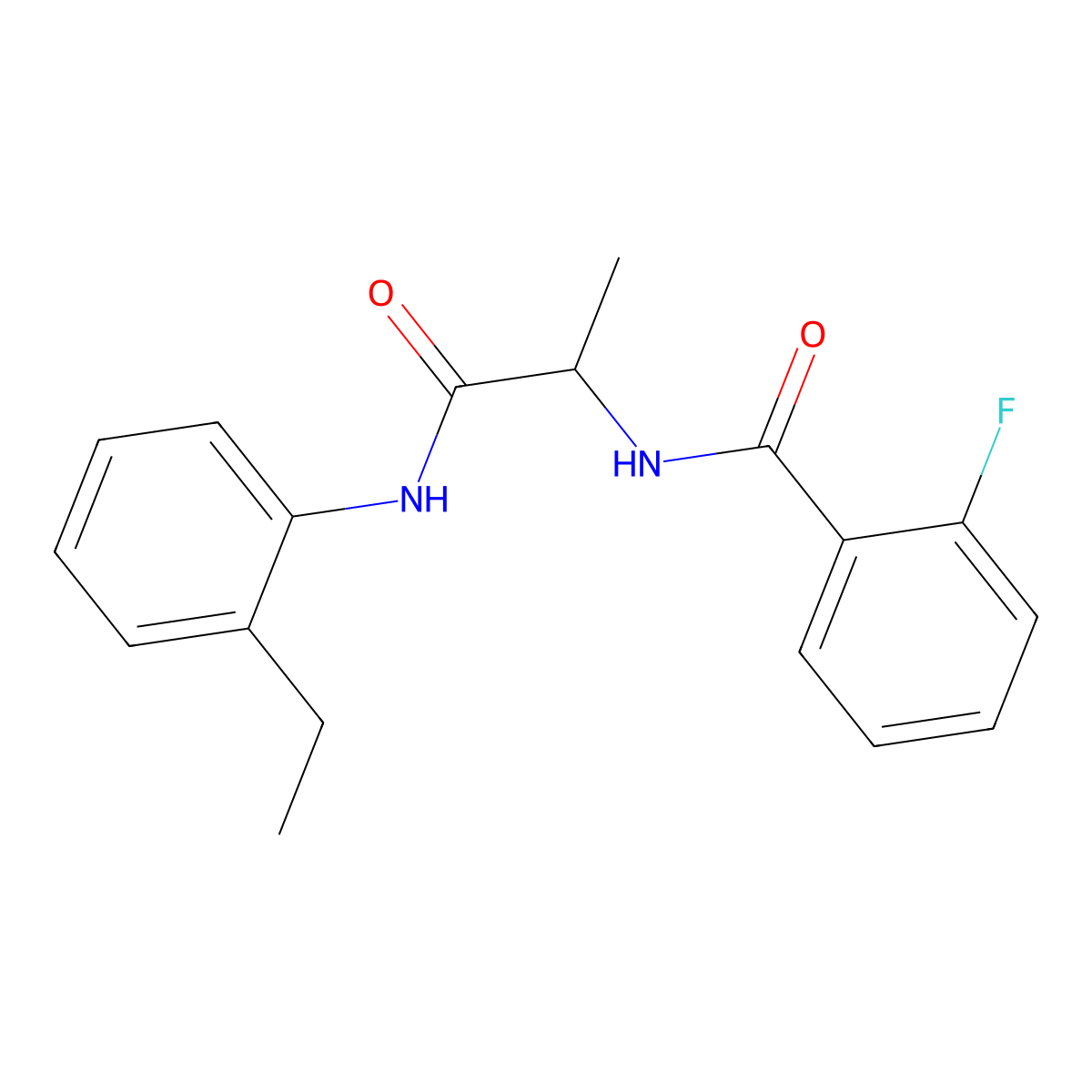 N-{1-[(2-ethylphenyl)amino]-1-oxopropan-2-yl}-2-fluorobenzamide molecular structure, CAS 1266373-33-4