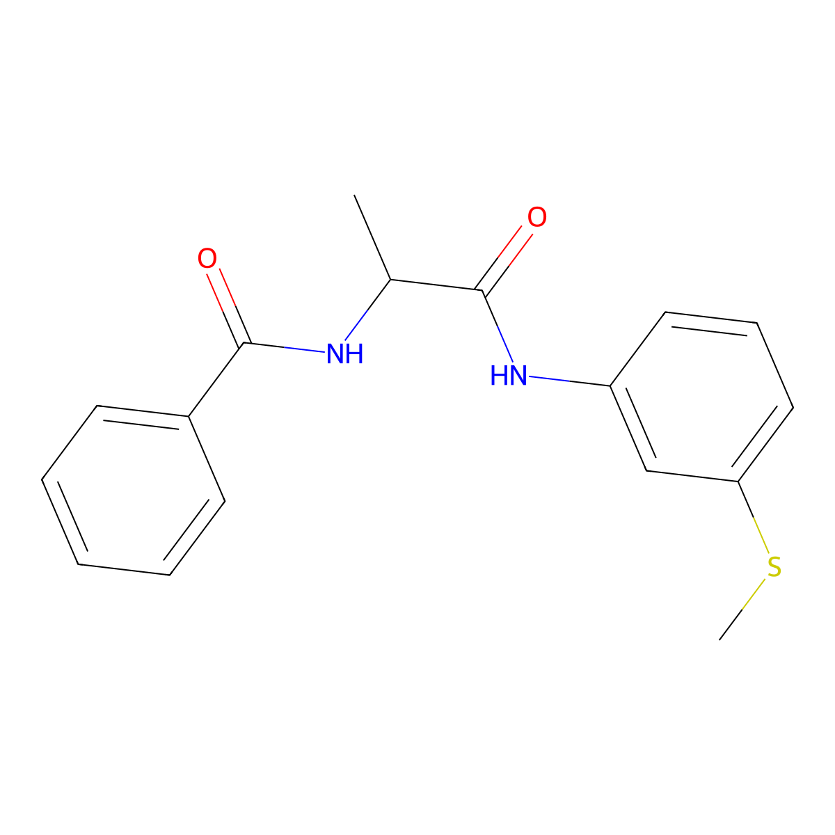 N-(1-{[3-(methylsulfanyl)phenyl]amino}-1-oxopropan-2-yl)benzamide molecular structure, CAS 1266373-51-6