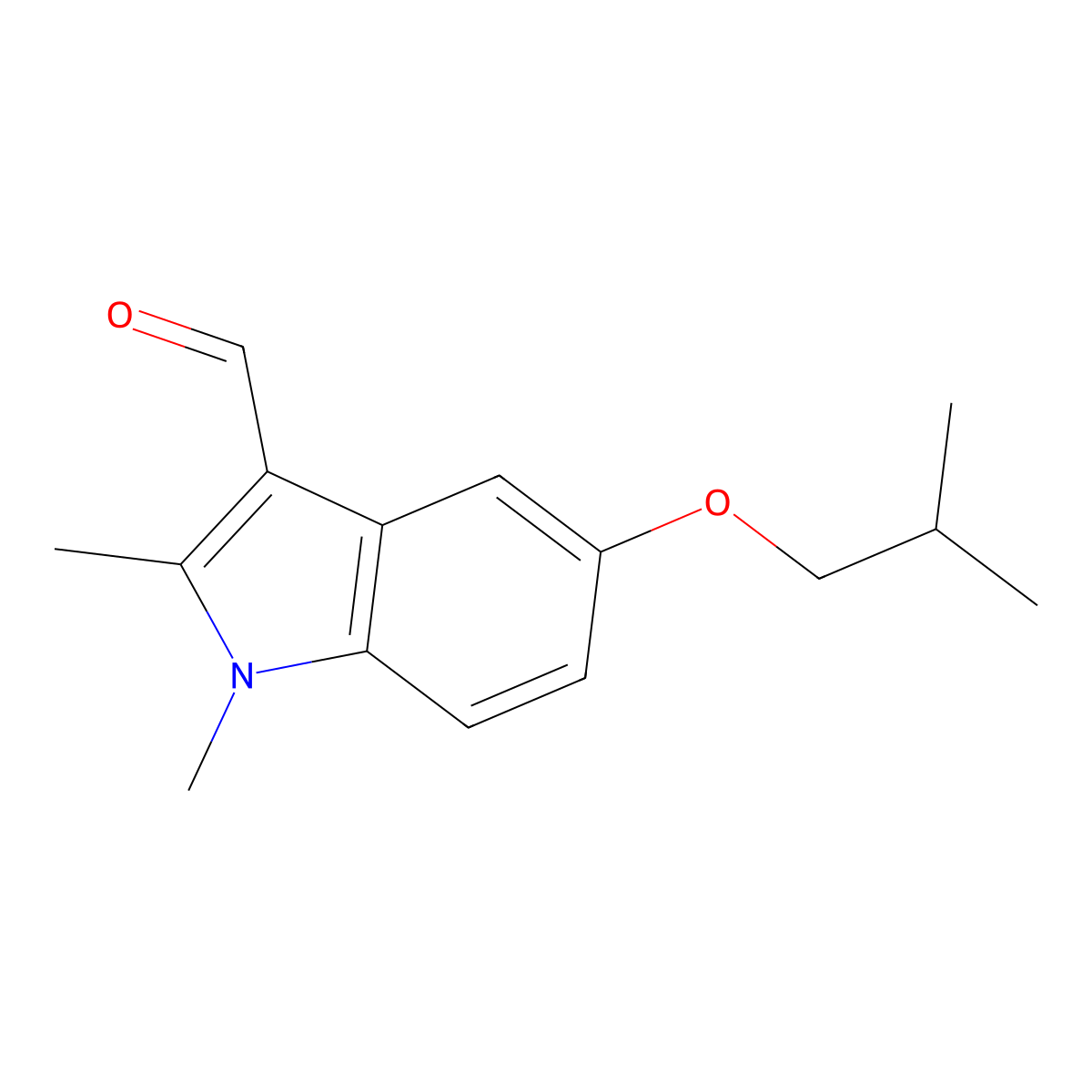 5-isobutoxy-1,2-dimethyl-1H-indole-3-carbaldehyde molecular structure, CAS 1266373-75-4