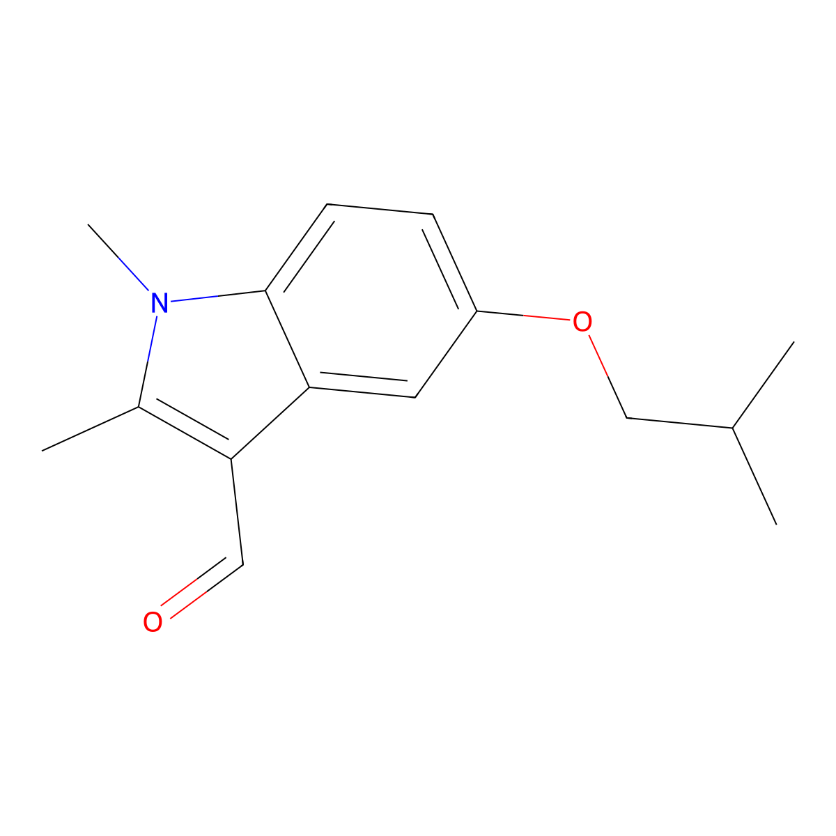 5-isobutoxy-1,2-dimethyl-1H-indole-3-carbaldehyde molecular structure, CAS 1266373-75-4