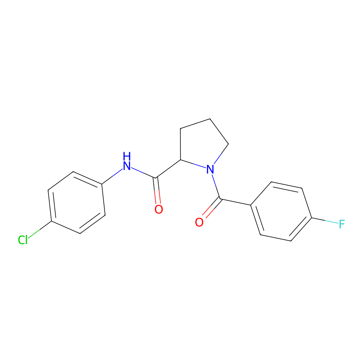 N-(4-chlorophenyl)-1-[(4-fluorophenyl)carbonyl]prolinamide molecular structure, CAS 1266373-80-1