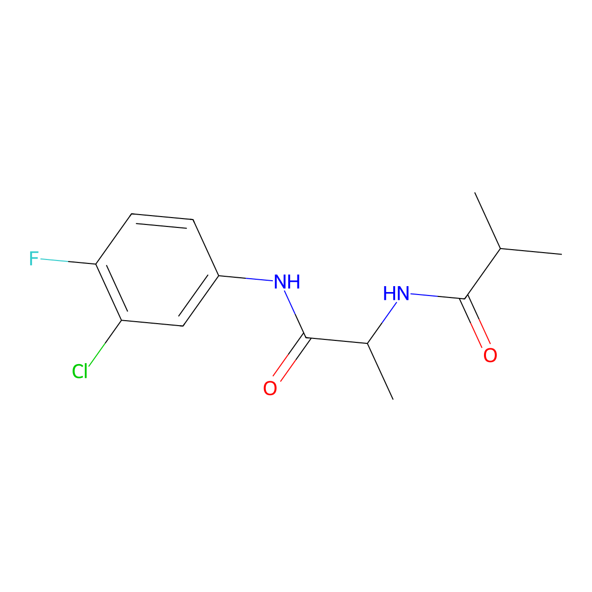 N-(3-chloro-4-fluorophenyl)-N~2~-(2-methylpropanoyl)alaninamide molecular structure, CAS 1266373-82-3