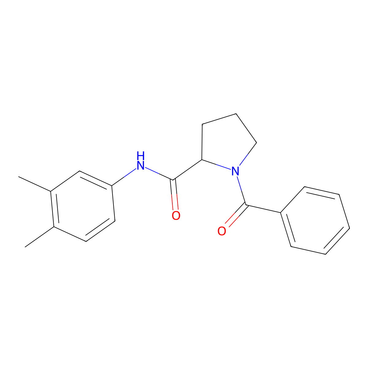 N-(3,4-dimethylphenyl)-1-(phenylcarbonyl)prolinamide molecular structure, CAS 1266374-06-4