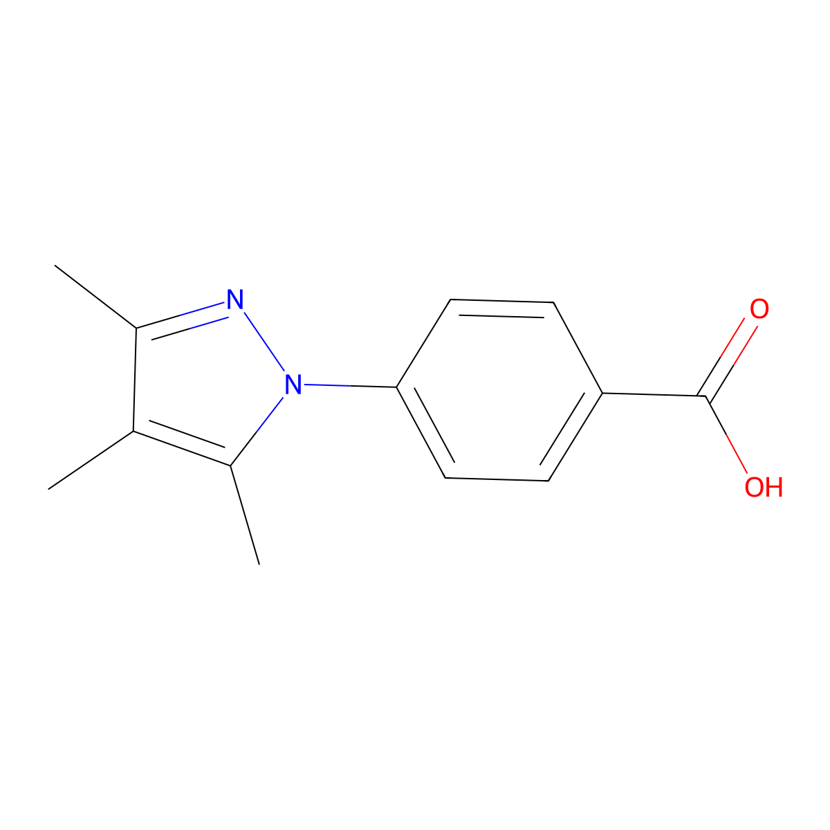 4-(3,4,5-trimethyl-1H-pyrazol-1-yl)benzoic acid molecular structure, CAS 1266374-21-3