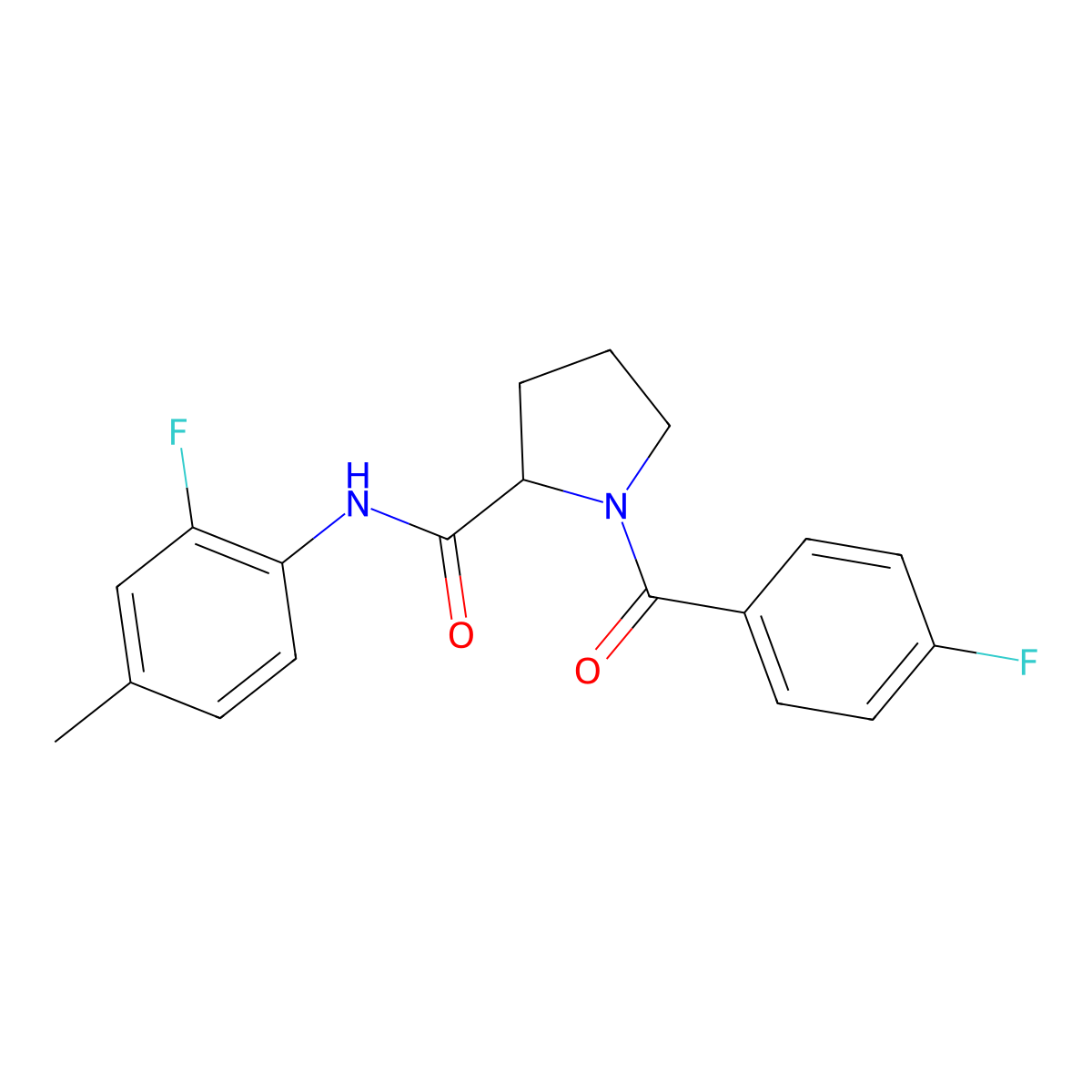 N-(2-fluoro-4-methylphenyl)-1-[(4-fluorophenyl)carbonyl]prolinamide molecular structure, CAS 1266374-45-1