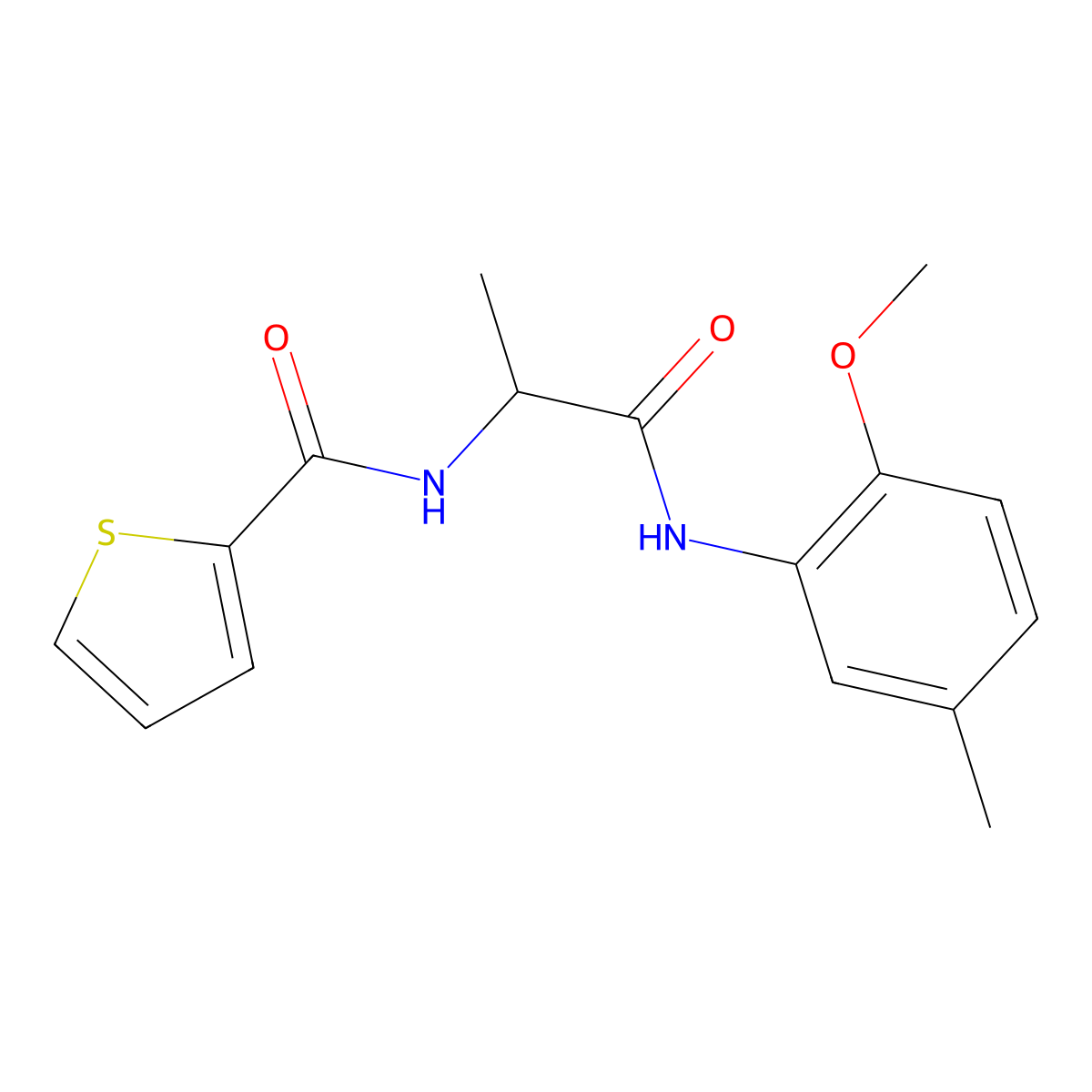 N-{1-[(2-methoxy-5-methylphenyl)amino]-1-oxopropan-2-yl}thiophene-2-carboxamide molecular structure, CAS 1266374-57-5