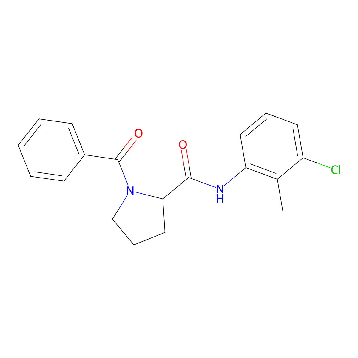 N-(3-chloro-2-methylphenyl)-1-(phenylcarbonyl)prolinamide molecular structure, CAS 1266374-64-4