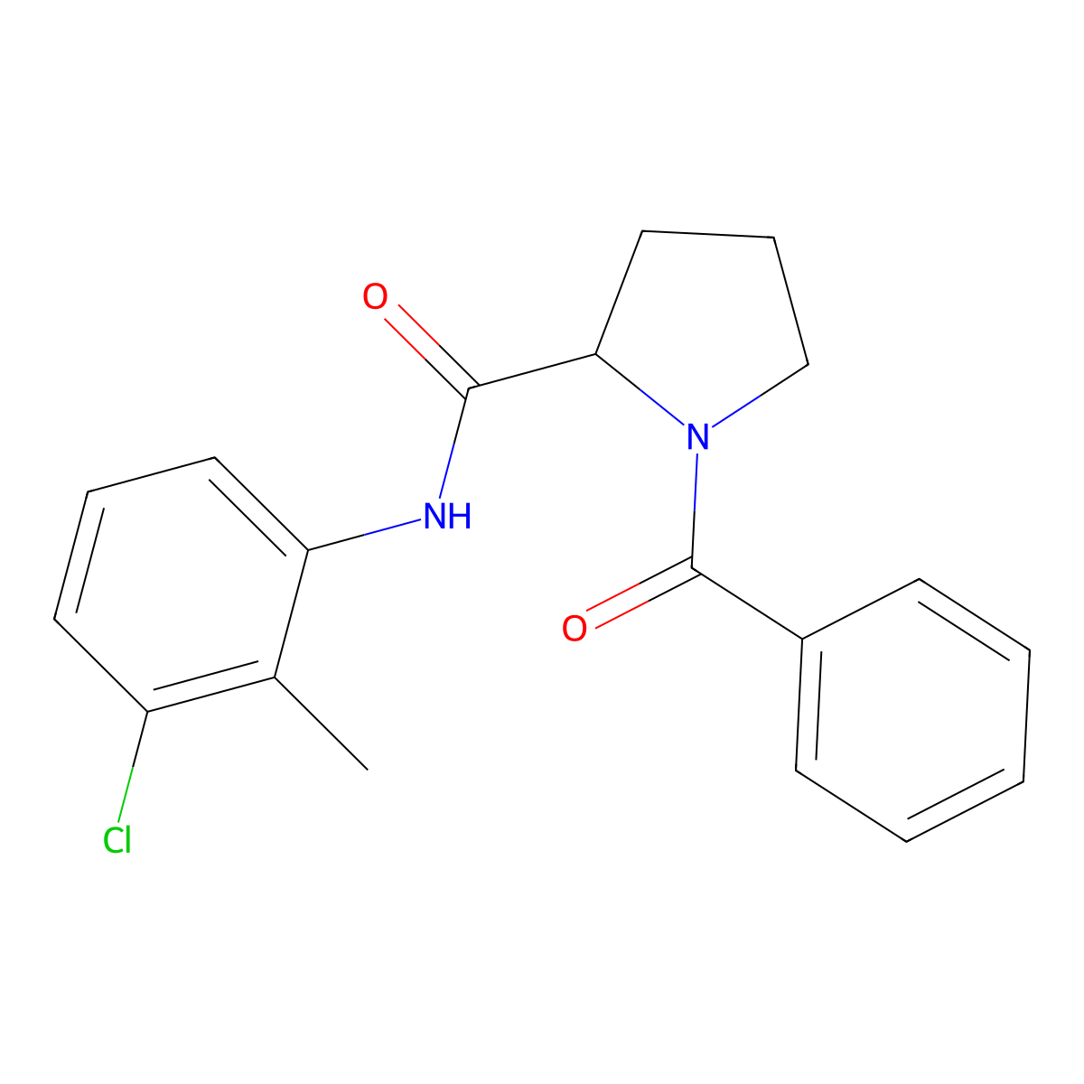 N-(3-chloro-2-methylphenyl)-1-(phenylcarbonyl)prolinamide molecular structure, CAS 1266374-64-4