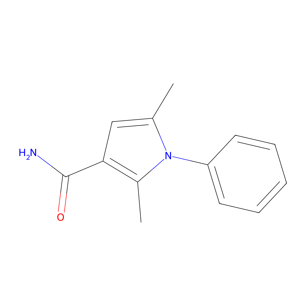 2,5-Dimethyl-1-phenyl-1H-pyrrole-3-carboxamide molecular structure, CAS 1266376-84-4