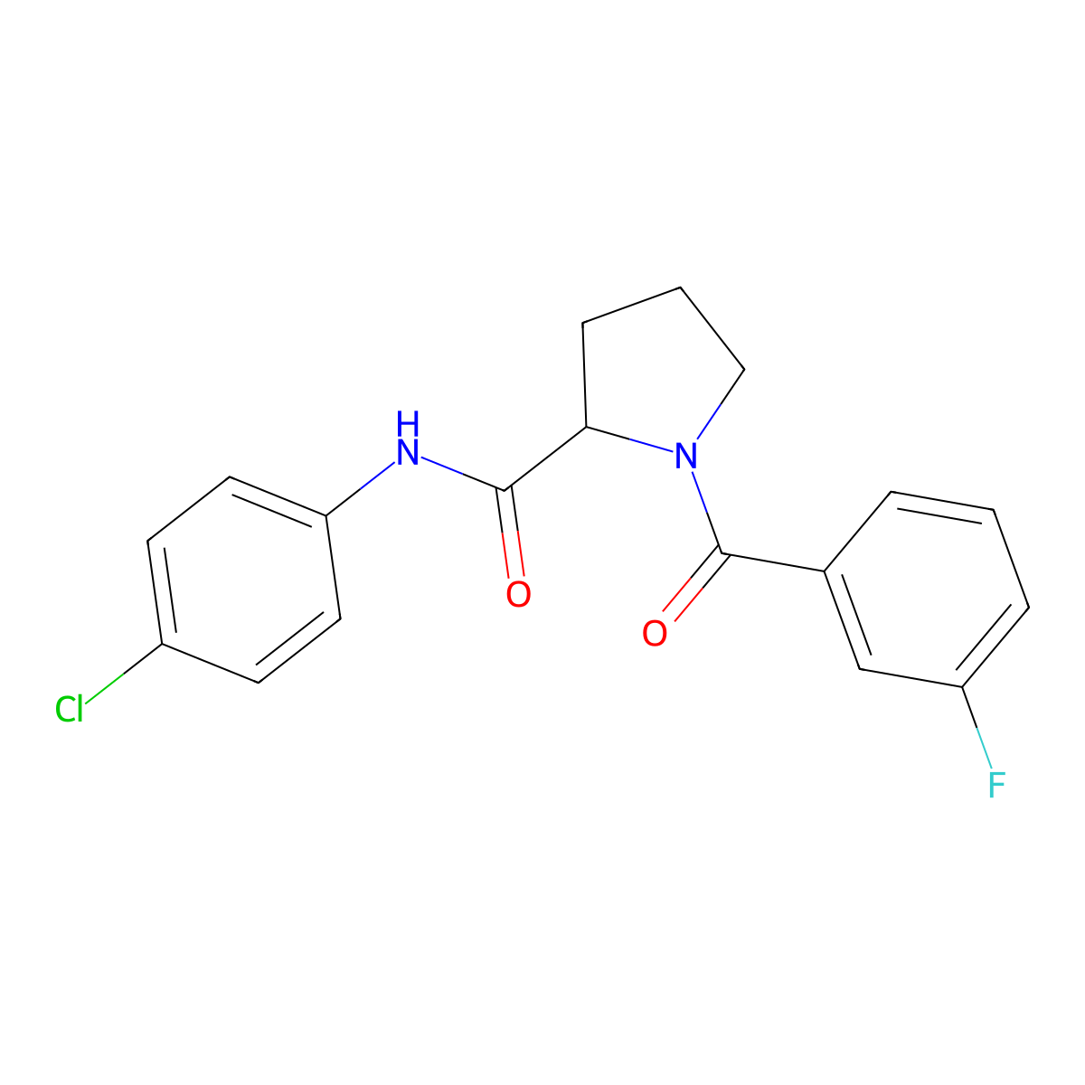 N-(4-chlorophenyl)-1-[(3-fluorophenyl)carbonyl]prolinamide molecular structure, CAS 1266376-85-5