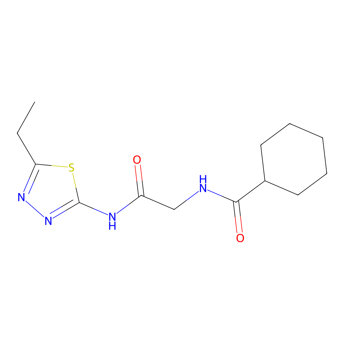 N-[2-[(5-ethyl-1,3,4-thiadiazol-2-yl)amino]-2-oxoethyl]cyclohexanecarboxamide molecular structure, CAS 1266377-16-5