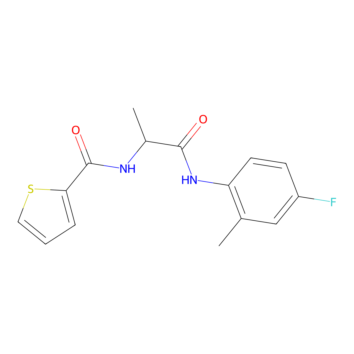N-[1-(4-fluoro-2-methylanilino)-1-oxopropan-2-yl]thiophene-2-carboxamide molecular structure, CAS 1266377-37-0