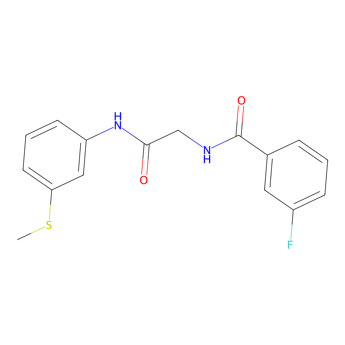 3-fluoro-N-(2-{[3-(methylsulfanyl)phenyl]amino}-2-oxoethyl)benzamide molecular structure, CAS 1266377-57-4